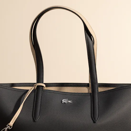 Lacoste Anna Reversible Tote with Pouch | Black and Beige
