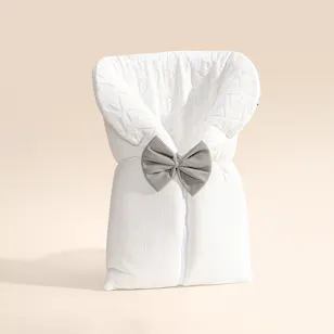 White & Grey White Bamboo Baby Sleeping Bag with Grey Bow White & Grey White Bamboo Baby Sleeping Bag with Grey Bow