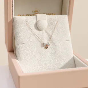 Baby Crown Rose Heart Gold with Diamonds Kids Necklace Baby Crown Rose Heart Gold with Diamonds Kids Necklace
