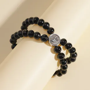 Zayan Black Coral with Silver Bracelet 