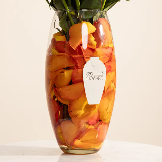 Radiant Orange Rose Vase