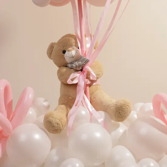 Balloonizer Welcome Baby Girl Balloons & Teddy Bear Set