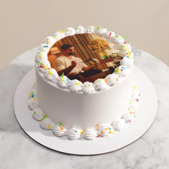 Mister Baker Personalized White Photo Cake with Sprinkles