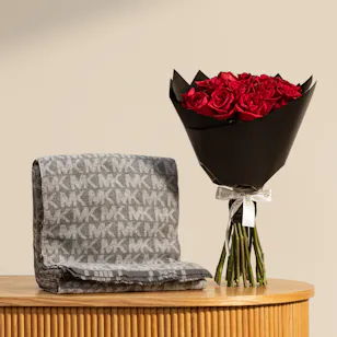 Michael Kors Grey Poncho | Red Majesty Flowers Michael Kors Grey Poncho | Red Majesty Flowers
