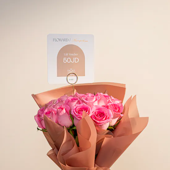 Maraqa Home Gift Voucher 50JD | Pink Roses Bouquet