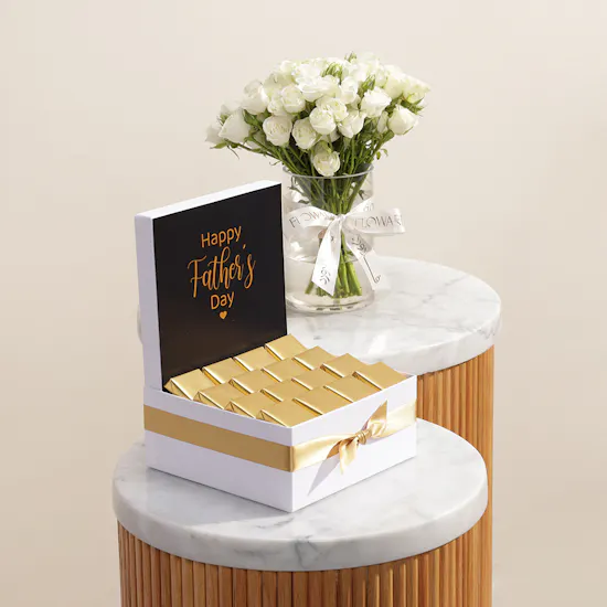 Le Chocolatier Dubai Father's Day Medium Chocolate Hamper | Charming Flower Vase