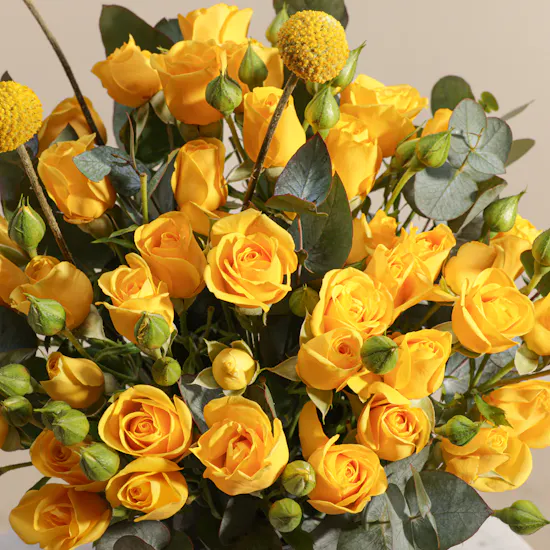 Hearty Yellow Baby Rose Vase