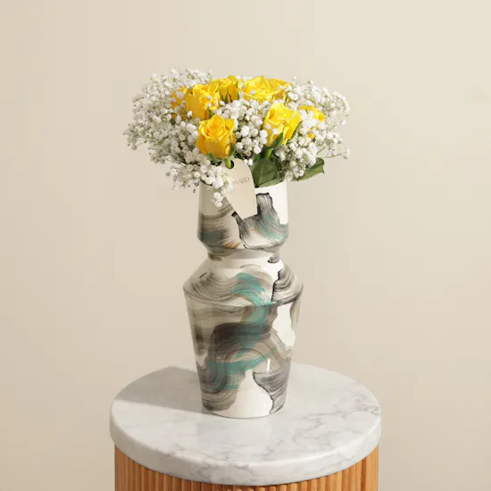 Yellow Bliss Baby Rose Vase