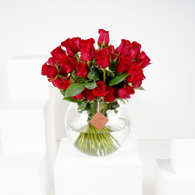50 Red Roses | Glass Bowl