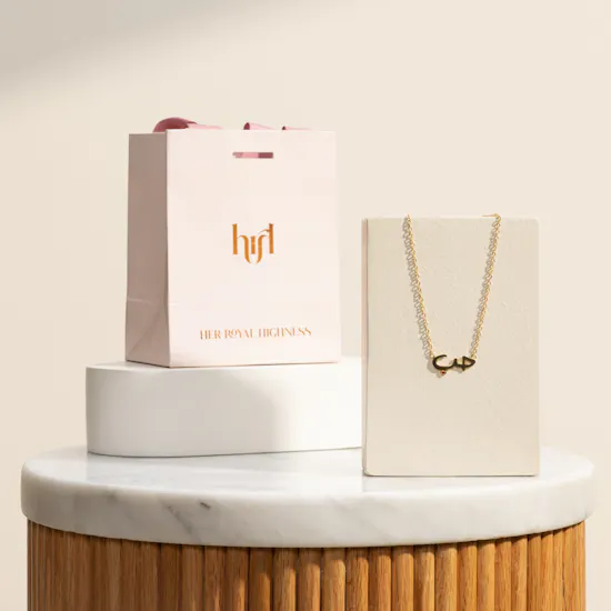 Hrh Love Pendant with Burgundy Stone Gold - Plated Necklace