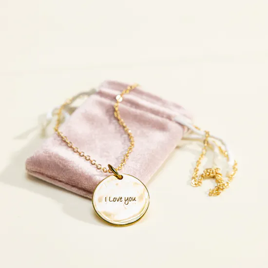 HRH I Love You Circular Gold Plated Necklace