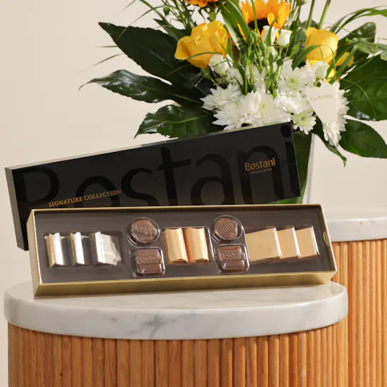 Bostani Chocolates Elegant Box | Radiant Charm Flowers Vase