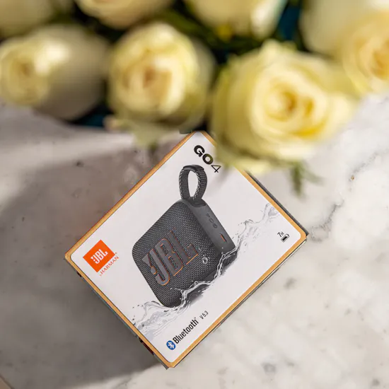 JBL Go4 Bluetooth Portable Black Speaker | Eternal Grace Rose Bouquet