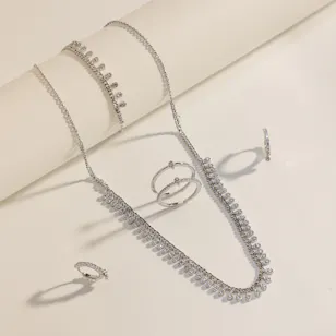 Alvira Teardrop White Gold Plated Jewelry Set