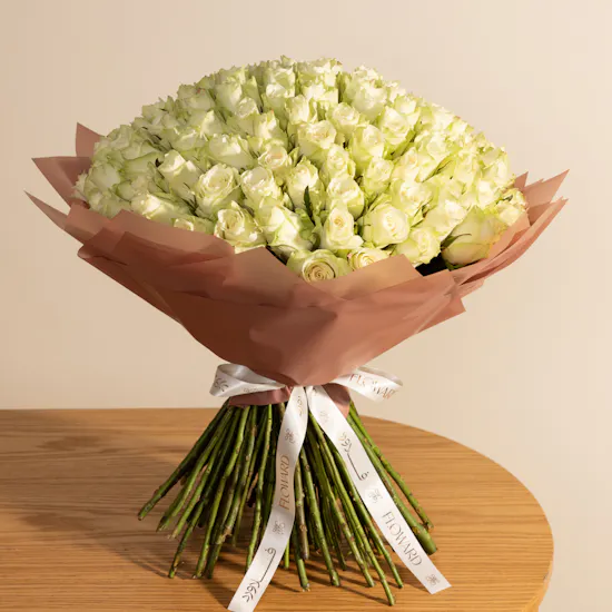 Stunning White Roses Bouquet | 150 Flowers