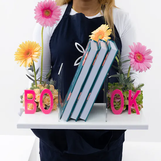 Pink Acrylic Books Holder | Flowers