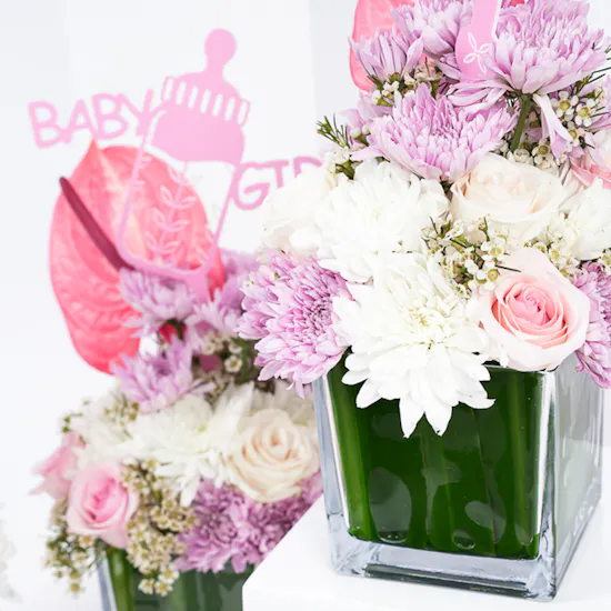 New Baby Girl Reception Vases | Cutie Trio