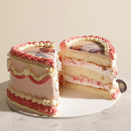 Noon Sweets Personalized Photo Pink Heart Cake