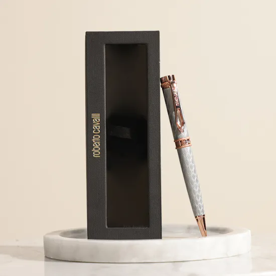 Roberto Cavalli Two Tone Silver & Rose Gold Ballpoint Pen