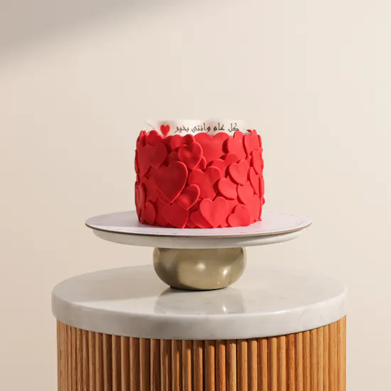 December Cake Red Hearts Customized Cake