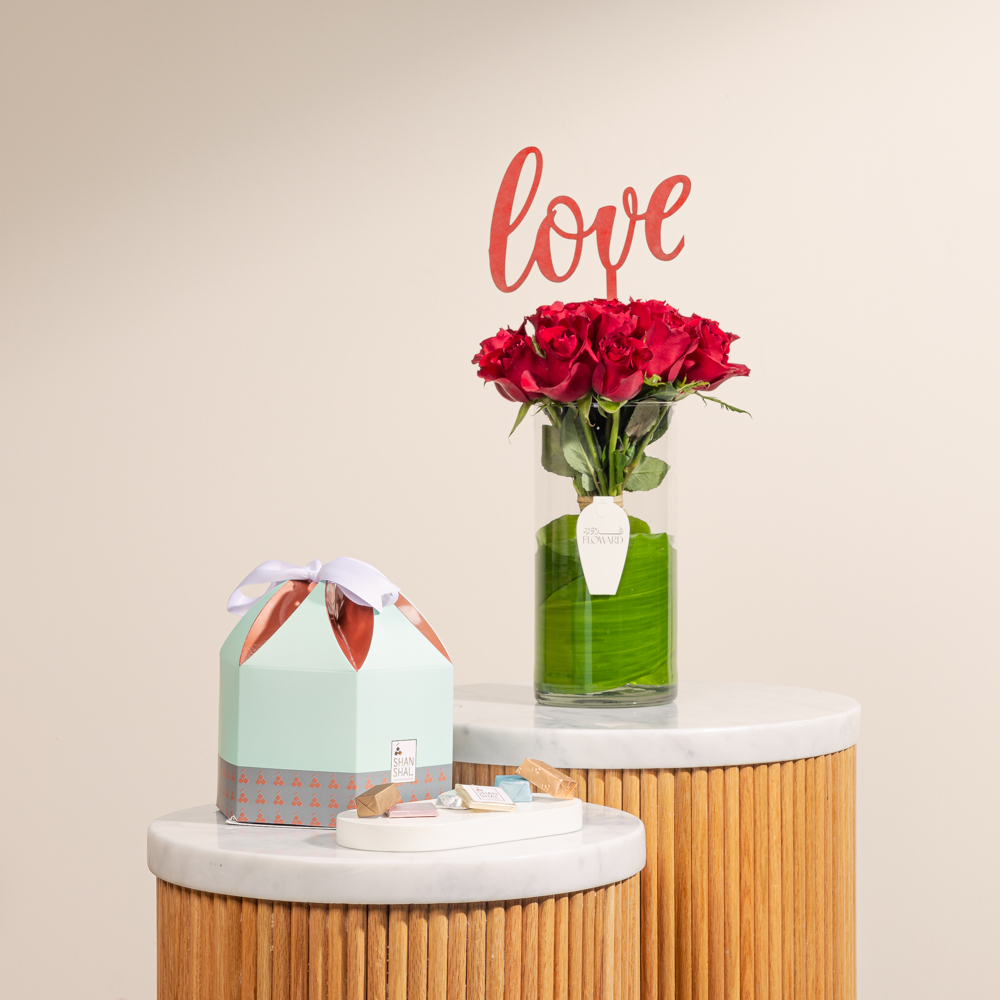 Shan Shal 1Kg Chocolate Box | Love Flowers Vase 
