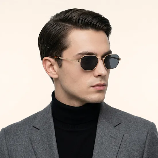 Le Specs Mythic Square Gold Smoke Mono Polarised Unisex Sunglasses