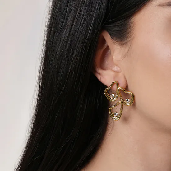 Lynyer Celestial Whispers Trip Drop Gold Plated Earrings