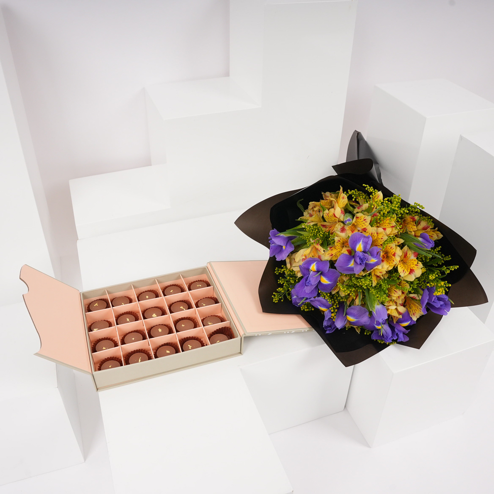 صندوق الشوكولاتة بالكراميل من فلاورد | باقة التألق