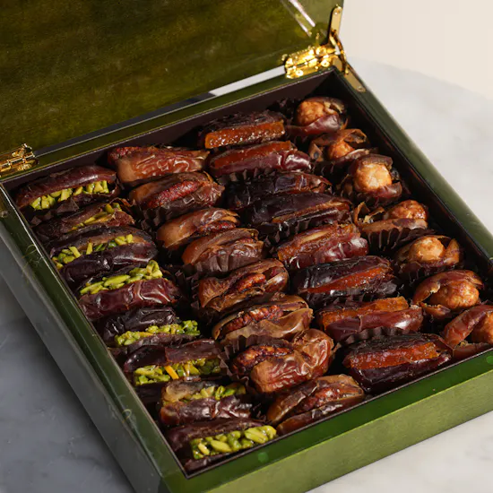 Bateel Stuffed Dates Green Wooden Box