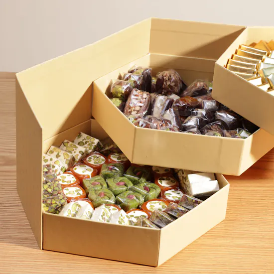 Cocoa Nuts Hexagon Box | 3 Lines