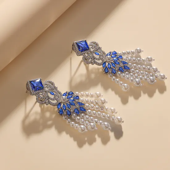 The Princess Pearl Set | Silver and Sapphire Stones