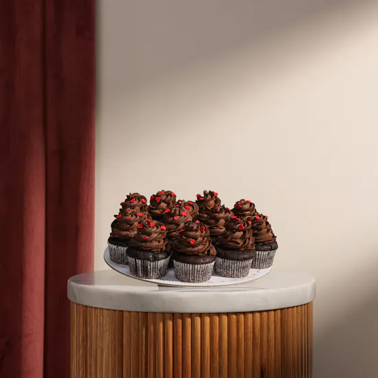 Floward Mini Hearts Chocolate Cupcakes