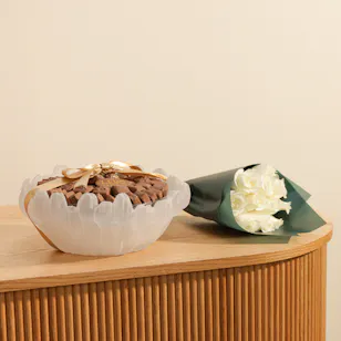 Levo Chocolate Glass Tray | Cheerful Flowers