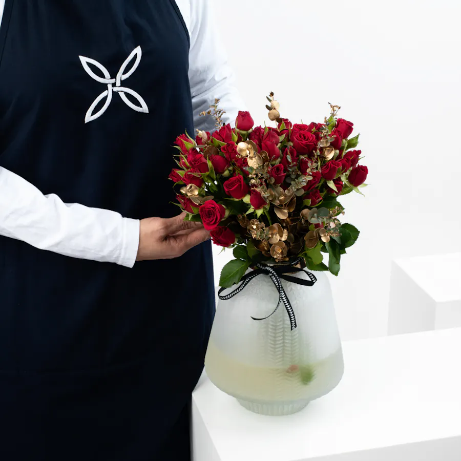 Red Baby Roses | White Vase 6