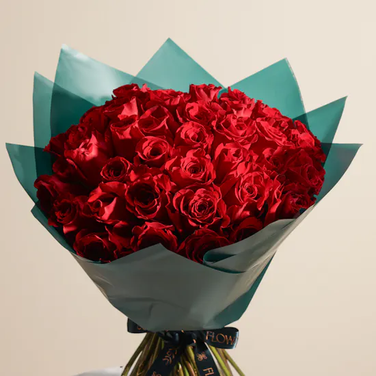 Dew of Loving Hearts Bouquet | 50 Roses