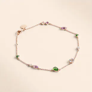 Damas Fireworks Fiesta Diamond and Precious Gem Rose Gold Bracelet