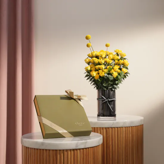 Bateel Palm Chocolate Truffles Box | Bright Essence Flower Vase