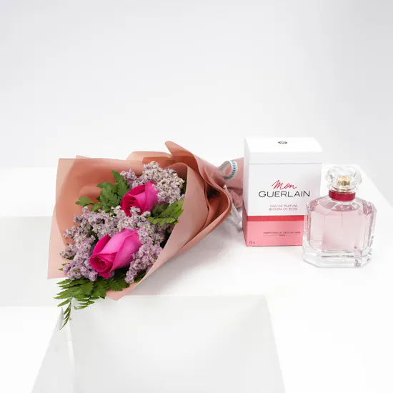 Guerlain Fragrance with Pink Roses