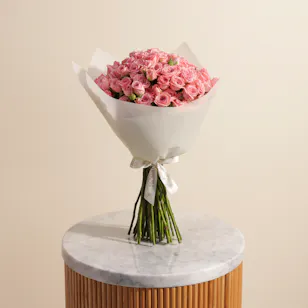 Graceful Pink Baby Roses Bouquet | 35 Flowers