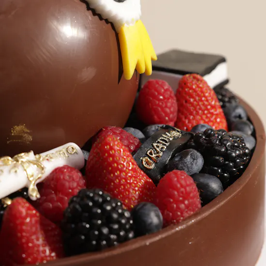 NJD Graduation Chocolate with Fresh Fruits Cake