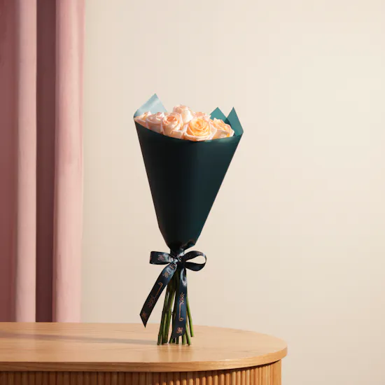Ethereal Peach Roses Bouquet | 12 Roses