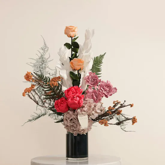 Golden Sunset Preserved Flower Vase