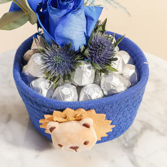 Floward Nutella Chocolate Blue Basket wih Flowers