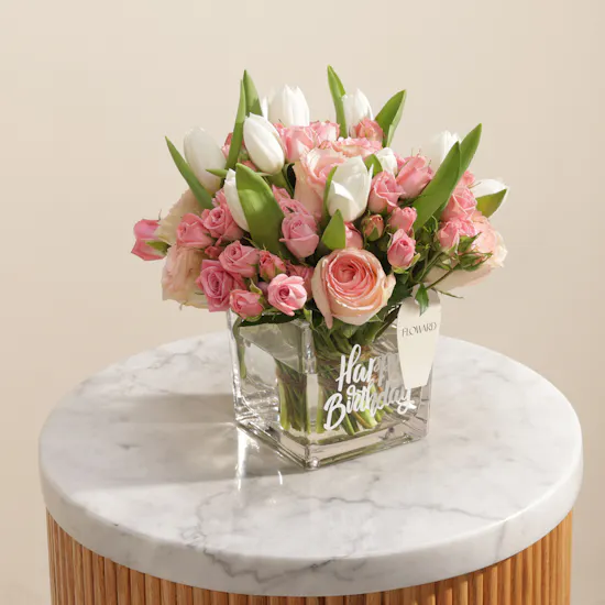 Happy Birthday Floral vase
