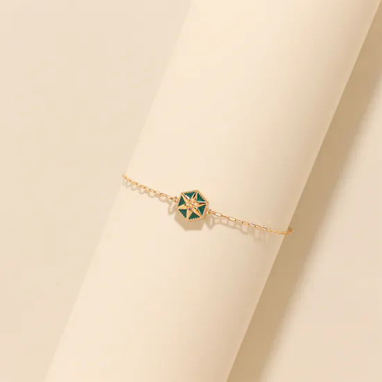 Midad Bahja Green Color Gold Bracelet