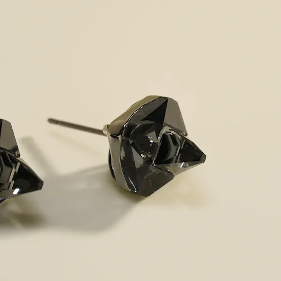 Swarovski 3D Dark Gray Pyramid-Cut Crystals Women's Earrings