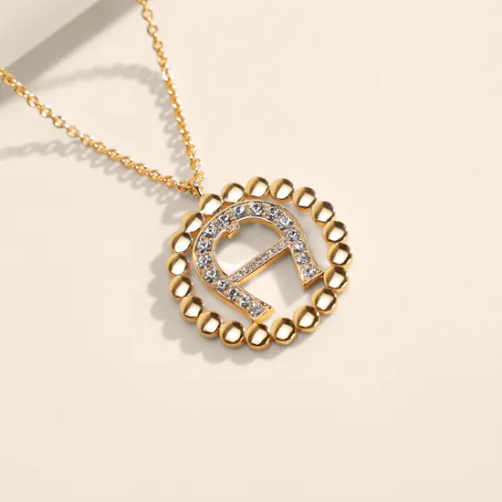 Aigner Gold-plated A-logo Circle Necklace
