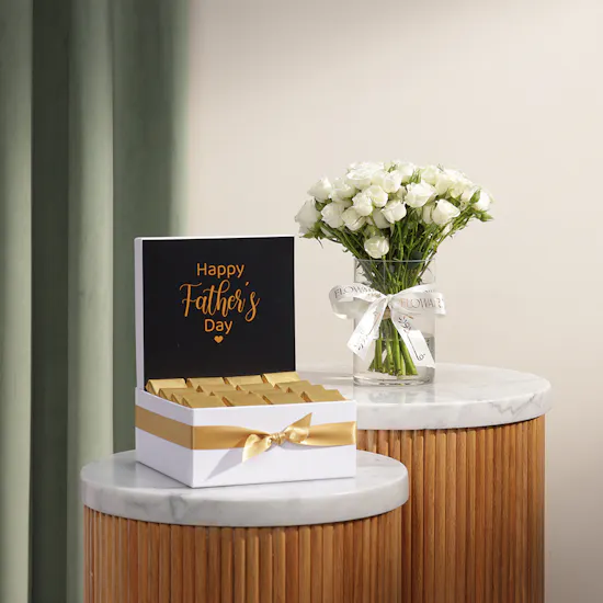 Le Chocolatier Dubai Father's Day Medium Chocolate Hamper | Charming Flower Vase