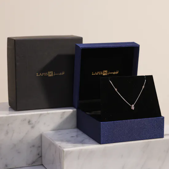 Lapis Pink Diamond Stone Gold Necklace