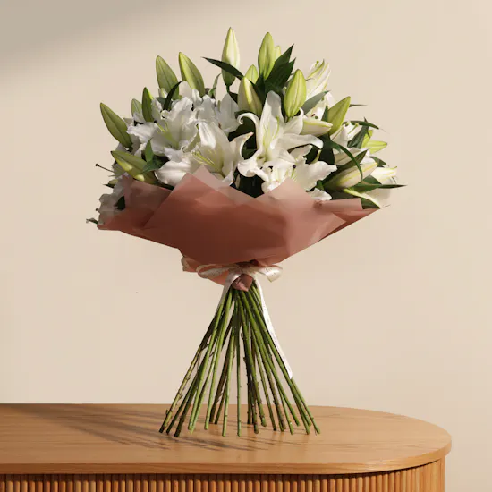 Purest Dawn White Lilies | 25 Flowers